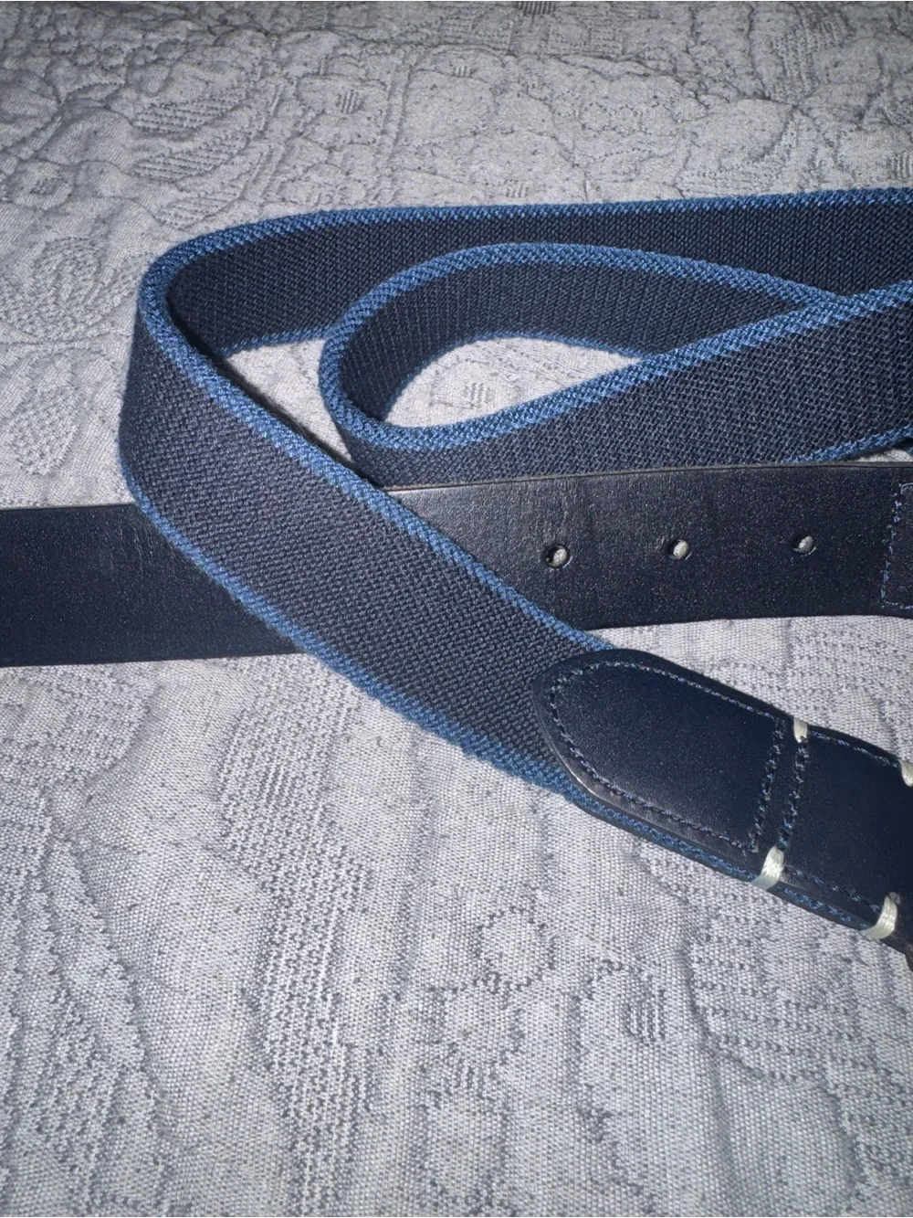 Banana Republic Leather Canvas Belt Navy 34